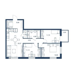 3-комнатная 78.76 м²